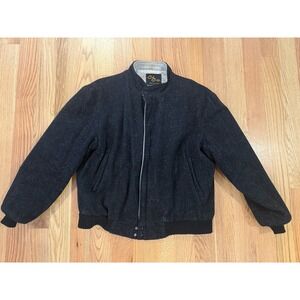 Vintage Cal Craft Wool Bomber Jacket Sherpa Lined Coat Mens XL Black YKK  60-70s